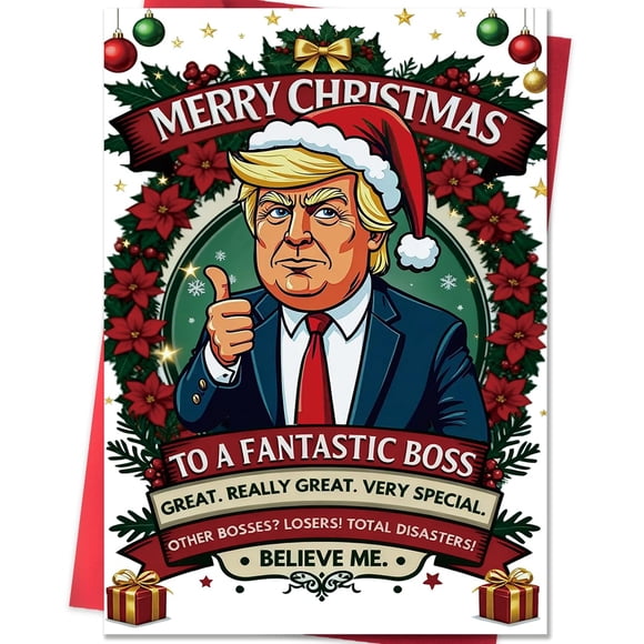 Tarjeta de Navidad ACHICGIRL, divertido regalo para jefe con sobre