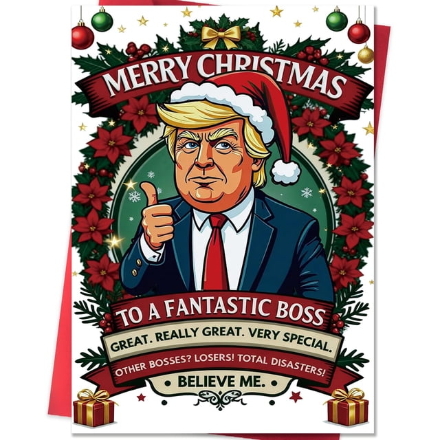 Tarjeta de Navidad ACHICGIRL, divertido regalo para jefe con sobre