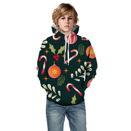 

Little Boys Girls Kids Hooded Unisex Sweatshirt 3D Christmas Santa Clause Printed Pullover Hoodie for Girls Boys with Pocket Tie Sweatshirt Purge Shirt Youth Hoodies Jackets Get That Outta Here Hoodie