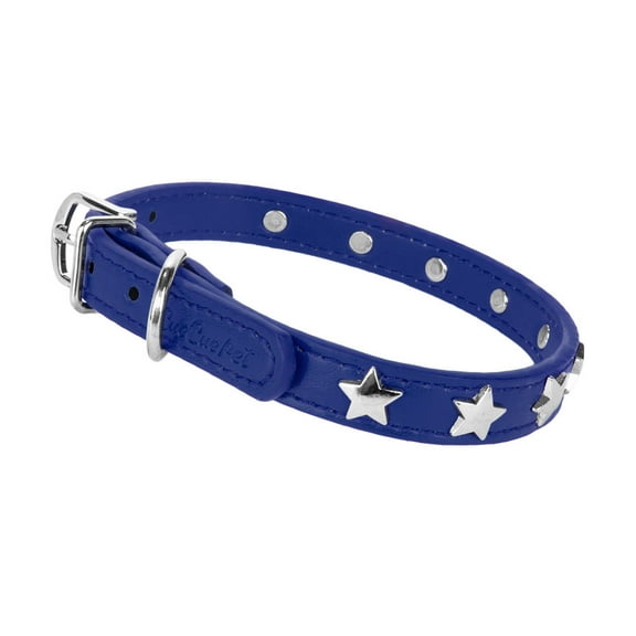 SUMACLIFE Adjustable and Durable Faux Leather Dog Collar with D-Ring and Star Accents