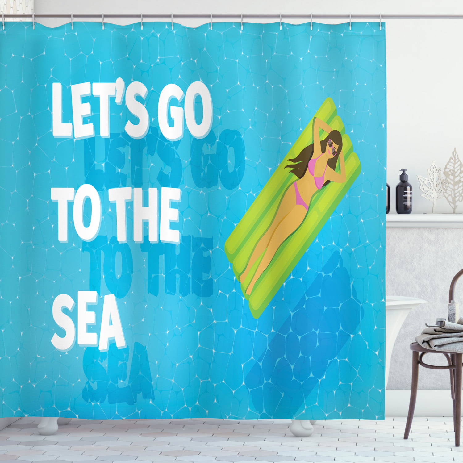 Bathroom Shower Curtain Mildew Proof Liner Summer Beach Waterproof Curtains FI 
