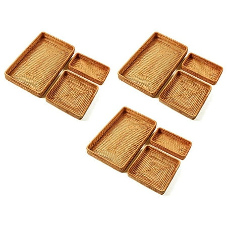 

9 Handmade Rattan Serving Wicker Serving Organizer Tabletop Fruit Platter