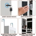 thumbnail image 6 of Jewelry Cabinet 47.3" H Wall/Door Mounted Lockable Jewelry Armoire With 2 Drawers 6 Shelves 43.3"×10.6" Mirror High Capacity Jewelry Organizer , White, 6 of 7