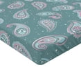 thumbnail image 4 of Ambesonne Dreamy Floral Fitted Sheet, Traditional Flower, Queen Size, Cadet Blue Pastel Pink, 4 of 5