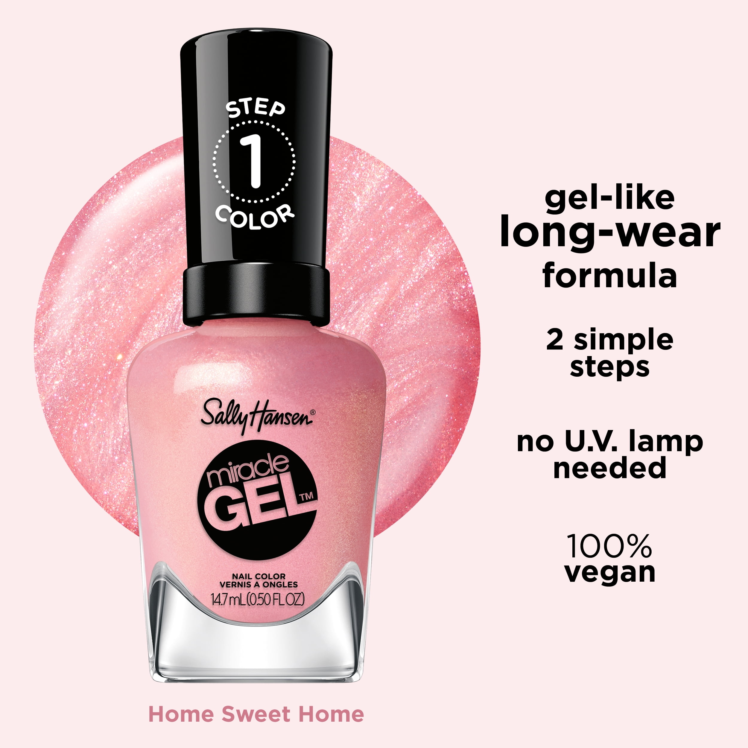 Sally Hansen Miracle Gel Nail Polish, Home Sweet Home, 0.5 fl oz, No UV Lamp Needed