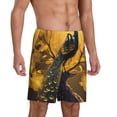 thumbnail image 2 of Fuzoiu Elegant Gold Leaf Peacock Print Pajama Shorts for Men, Men's Pajama Bottoms,Mens Lounge Sleepwear,Pajama Pants with Pocket-Medium, 2 of 6