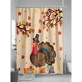 thumbnail image 5 of Farmhouse Fall Thanksgiving Turkey Shower Curtain, Orange Pumpkins Maple Leaf Bathroom Decor Curtains Set with Hooks, Waterproof Fabric Home Accessories， 60 X 72 Inch Long, 5 of 6