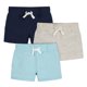 thumbnail image 1 of Shorts Gerber para bebé niño, paquete de 3, de punto, para poner sin cierre, azul y gris, 18 meses, 1 of 7
