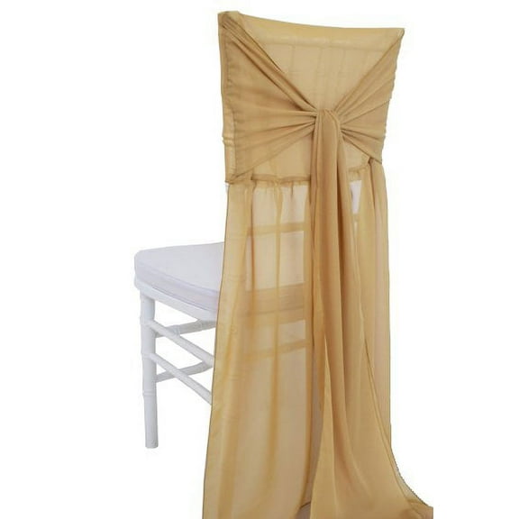 Wedding Linens Inc. Chiavari Chiffon Chair Covers w/Sashes - Gold