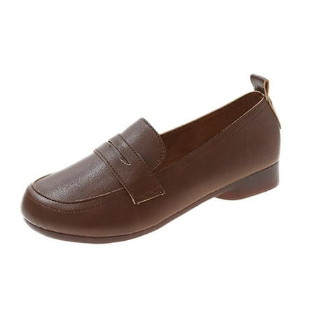 

gvdentm Womens Shoes Womens Shoes Ethnic Style Small Leather Shoes Flat Round Toe Retro Casual Shoes for Women Boots