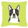 thumbnail image 3 of Checkerboard Pink Boston Terrier Fabric Decorative Pillow, 3 of 3