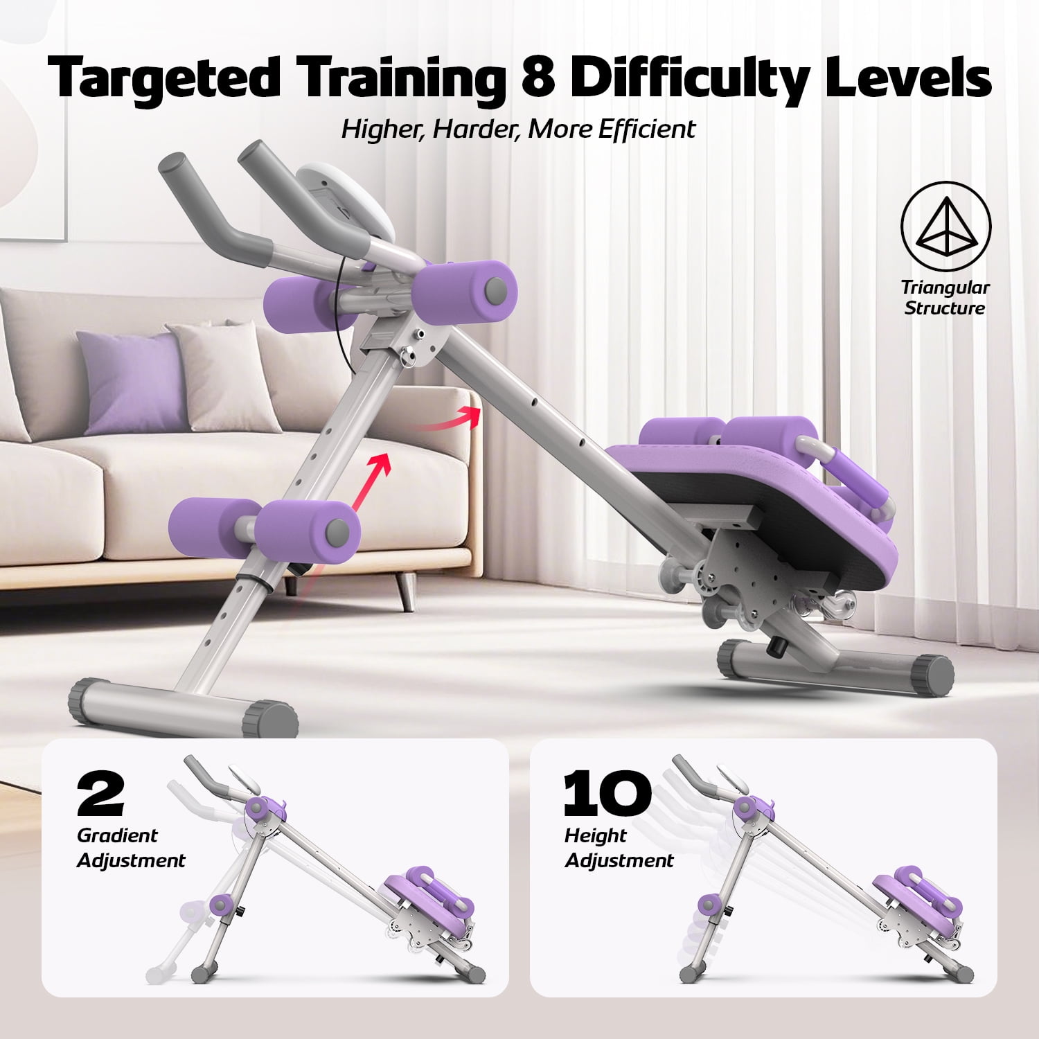 Lnow Adjust Ab Machine, Foldable Ab Machine with LCD Monitor Ab Workout Equipment Full Body Workout for HomLnow Adjustable Gym, Core & Abdominal Trainer Fitness Equipment, 350lbs