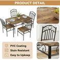 thumbnail image 4 of Dining Table Set for 4, 5-Piece Metal and Wood Rectangular Kitchen Table and Chairs, Space-Saving Kitchen and Dining Room Furniture for Small Spaces, Breakfast Nook, Charred Wood Finish, 4 of 6