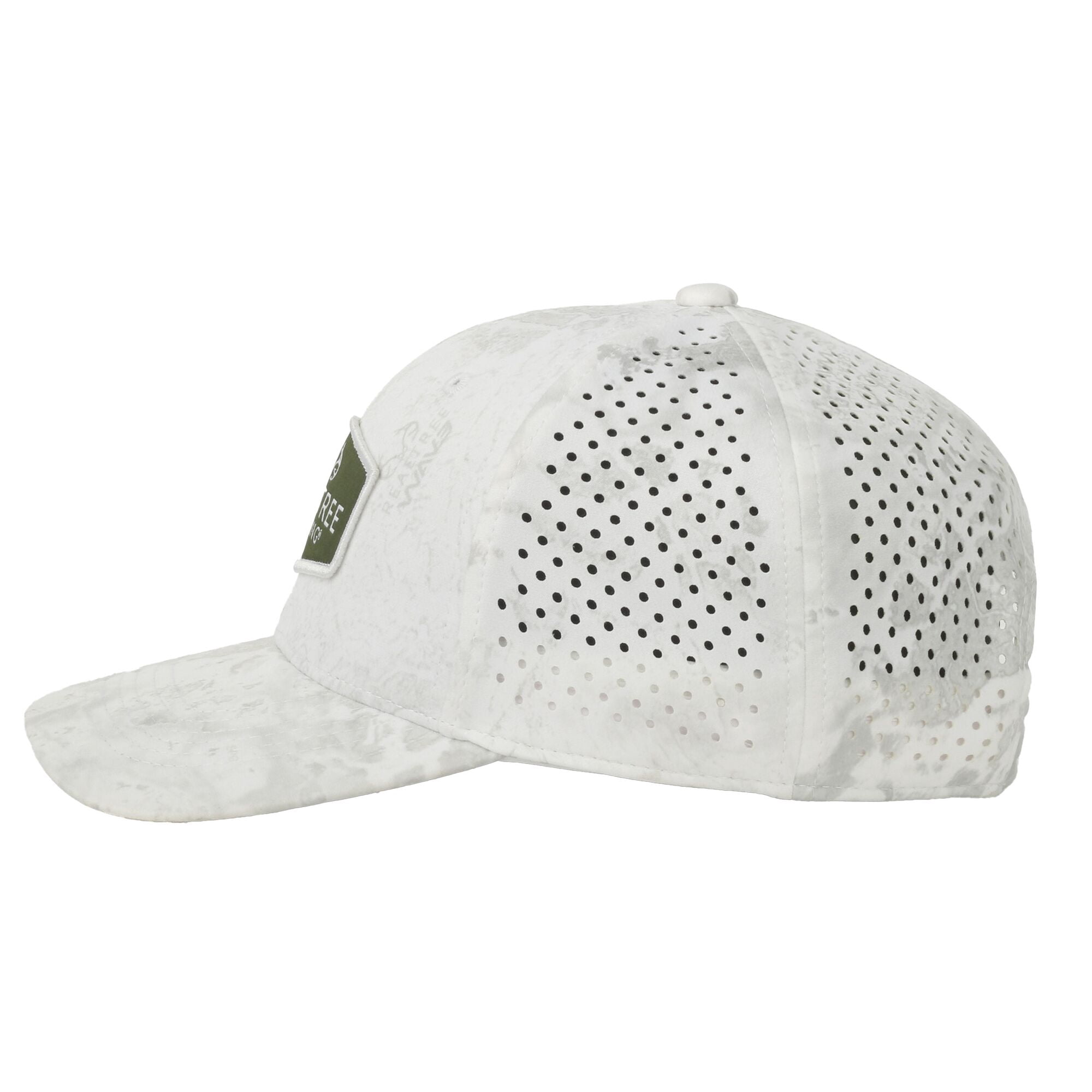 Realtree® Fishing WAV3 White Cap – Full Fabric with Scout Patch, Snapback, One Size