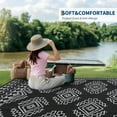 thumbnail image 6 of Hasoo 9' x 18' Black & White Outdoor Rug Plastic Straw Floral Carpet Waterproof PP Tube Woven Portable Mat for Patio Decor, Balcony, Picnic, 6 of 6