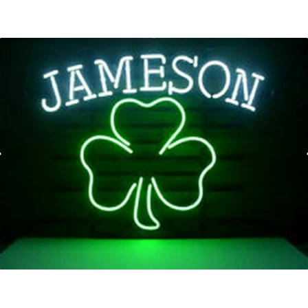 Queen Sense 17"x14" Jamesons Clover Neon Sign Man Cave Handmade Neon Light 117JC