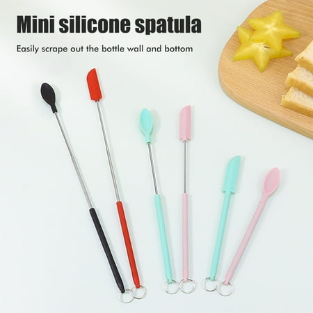 

Mini Spatula Silicone Spatula Jar Scraper Kitchen Spatula 2Pcs Mini Silicone Spatula Set Reusable Retractable Small Thin Jar Scraper For Makeup Beauty Kitchen