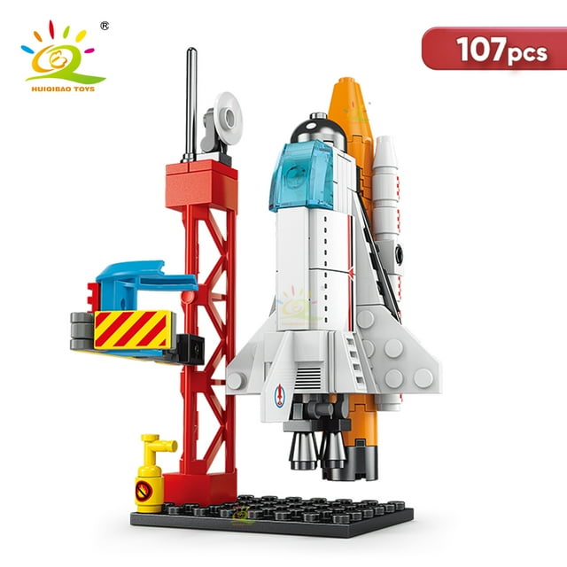 HUIQIBAO Mini Fusée d'Aviation Pilotée Modèle Blocs de Construction Station Spatiale Aérospatiale Briques Ville Jouets de Construction pour Enfants, NO.58 Sans Boîte