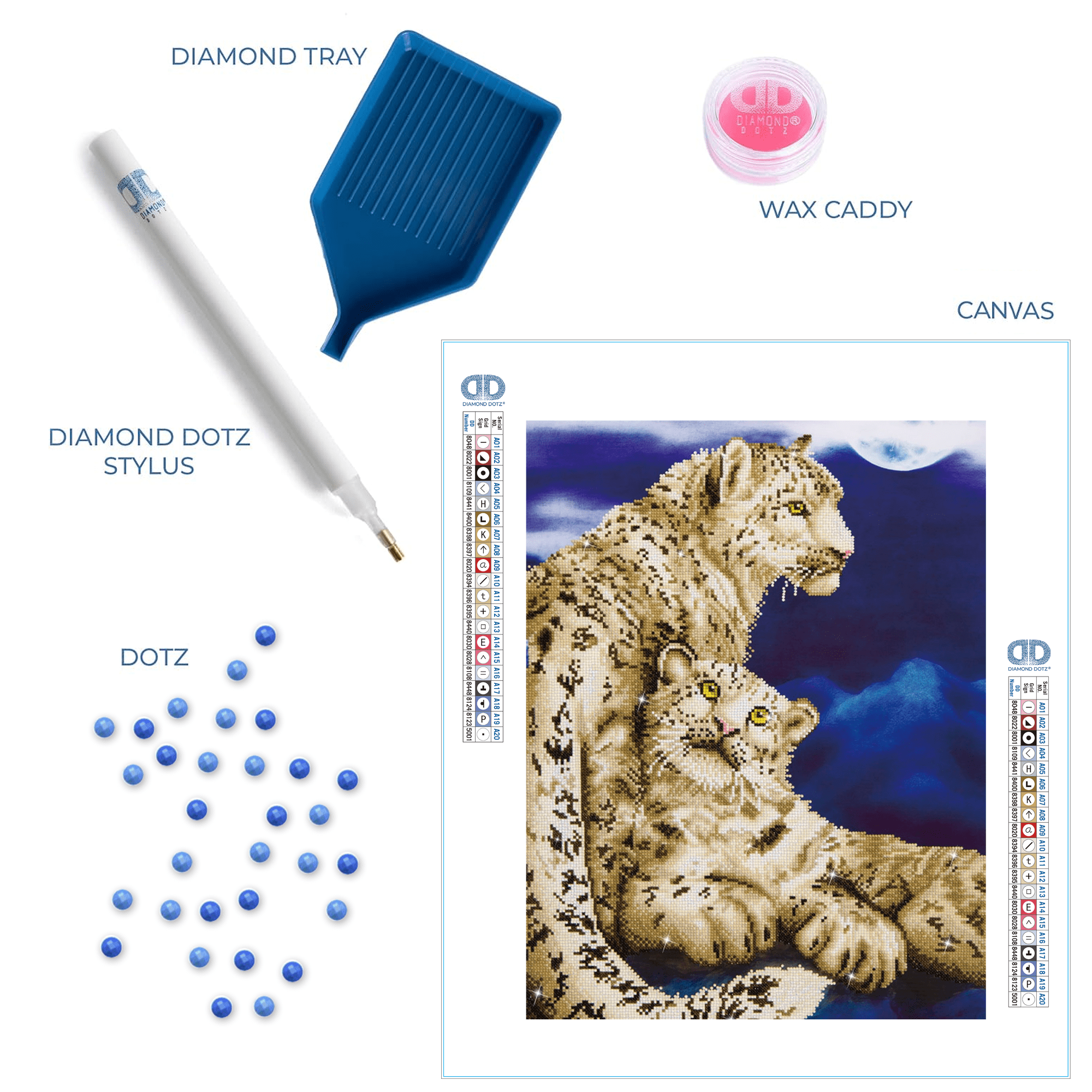 Diamond Dotz Snow Leopards Animal Diamond Painting Kits for Adults - Diamond Art Kits a Relaxing Creative Craft Kit with Dotz Gems 30.3"x20.5"