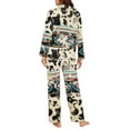thumbnail image 3 of SEANATIVE Aztec Ethnic Button Up Pajamas for Women Cow Print Sleepwear for Women Pajama Set Size 4XL Long Sleeve Pajamas Top and Pants 2 PCS Night Wear Women Clothes with Pockets, 3 of 7