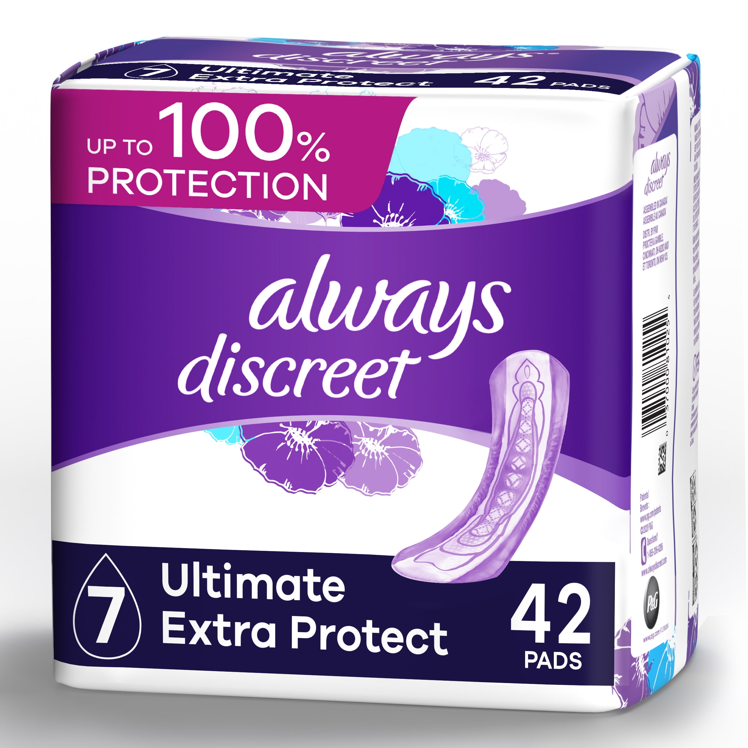 Always Discreet Ultimate Extra Protect Postpartum Incontinence Pads, Ultimate Absorbency, 42 Ct
