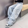 thumbnail image 6 of THJRPQJFD Girls Wide Leg Sweatpants High Waisted Baggy Pants Fashion Boys Preppy Drawstring Athletic Joggers Loose Active Sweat Pantswith Pockets, 6 of 7