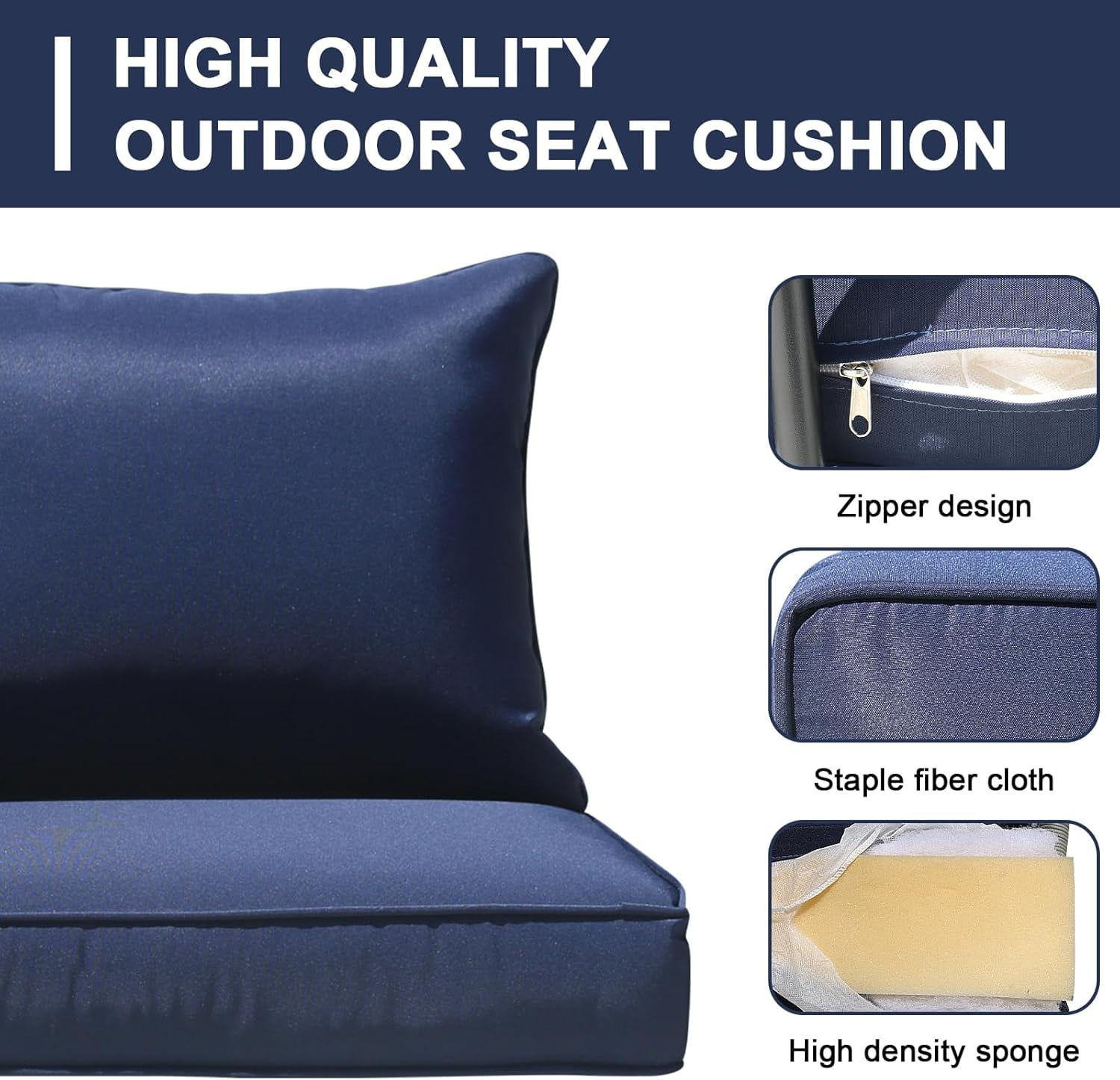 FKS LIFE Outdoor Patio Chair Cushions Set 24 L X 24 W X 4 H Waterproof & Fade Resistant Deep Seat and Back Cushions with Removable Covers Outdoor Seat Cushion Set for Chairs and Sofas