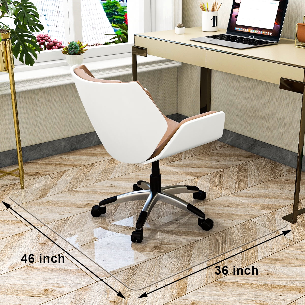 SHATTERVIEW 36"x46" Office Chair Mat Tempered Glass Mat for Carpeted Floors,Clear
