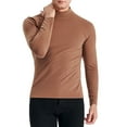 thumbnail image 2 of Sinleey Men's Half Turtleneck Athletic T-Shirt Long Sleeve Slim Fit Thermal Undershirt Sweaters Brown 3XL, 2 of 2
