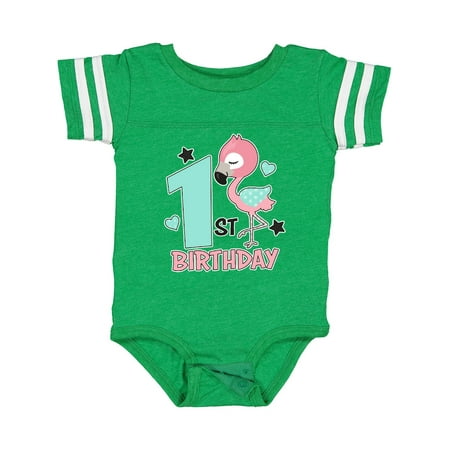 

Inktastic 1st Birthday with Flamingo Stars and Hearts Gift Baby Girl Bodysuit
