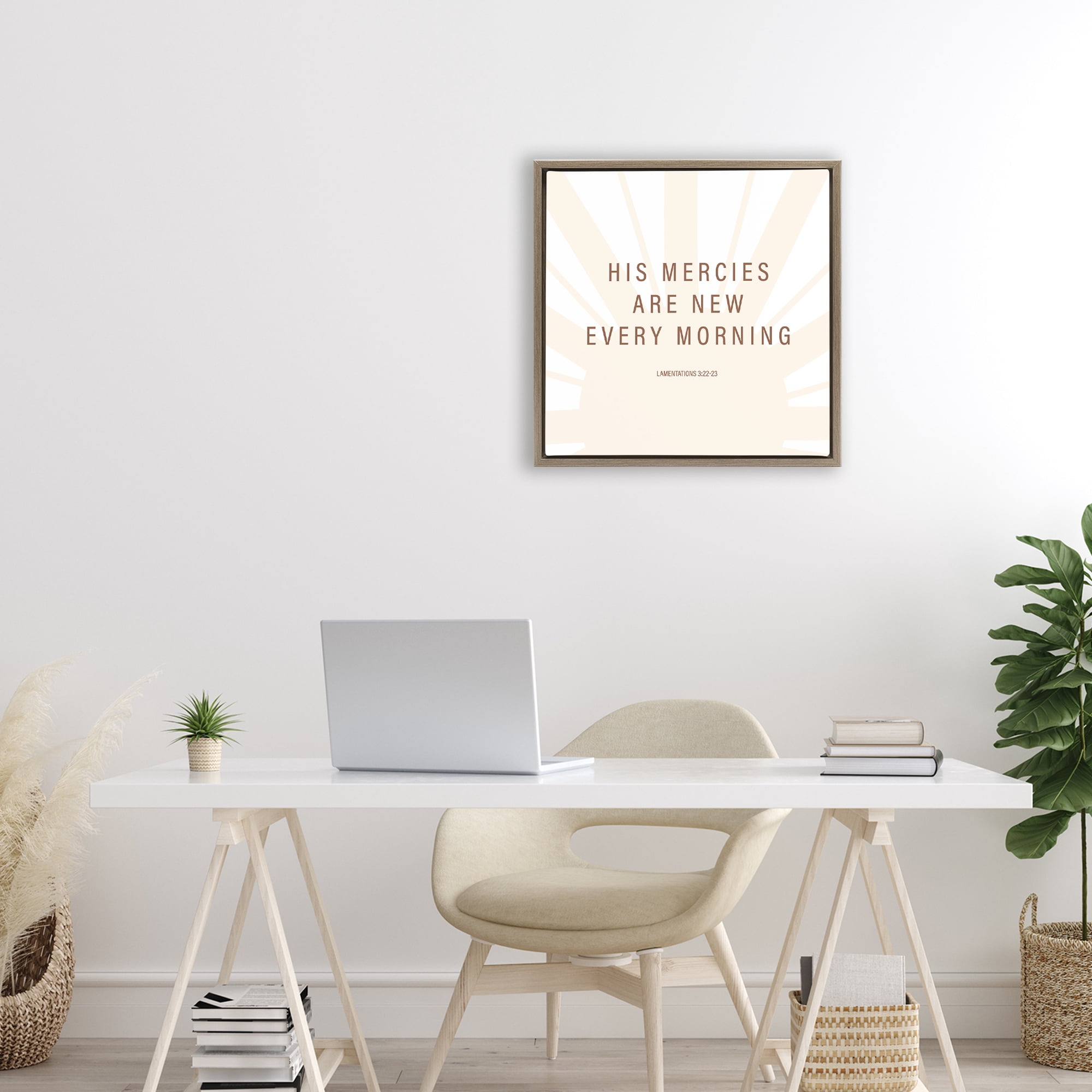 Stupell Industries His Mercies Are New Brown Framed Floater Canvas Wall Art, design by SD Graphics Studio