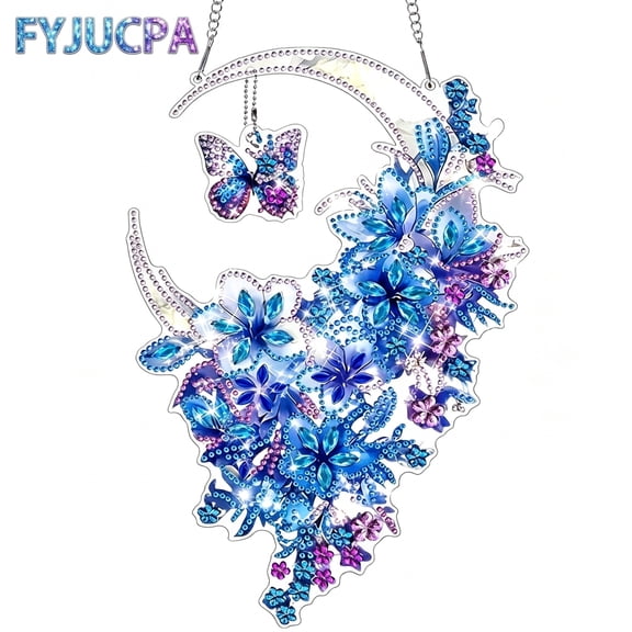 FYJUCPA Hanging Diamond Art Kit for Adults, Special Shape Diamonds DIY Diamond Drawing Kit for Beginners, Plastic Pendant for Home Decor, 11.42 x 7.48 Inches