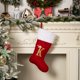 thumbnail image 1 of Nvzi 1 calcetín navideño con monograma, 17,7 pulgadas, calcetín navideño con inicial familiar, puño de felpa blanca supersuave con cuerpo de terciopelo rojo de lujo y letra dorada, K, 1 of 4