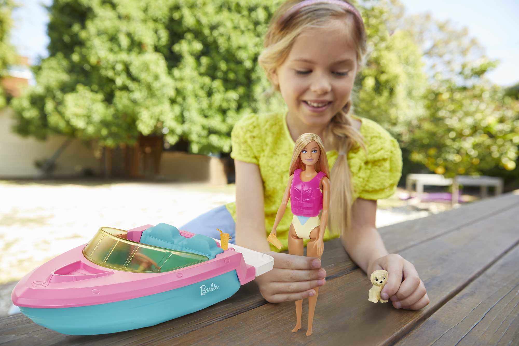 Barbie Doll and Boat Doll Playset with Puppy and Accessories