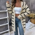 thumbnail image 5 of Women'S Stripe Button Long Cardigan Sweater Casual Fall Knit Sweater  S, 5 of 8