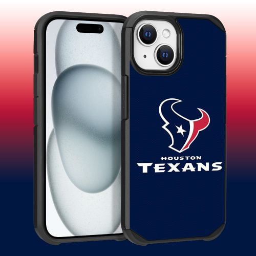 Apple iPhone 15 Plus (6.7) - NFL Licensed Houston Texans Team Logo on Blue Textured Dual Layer Case