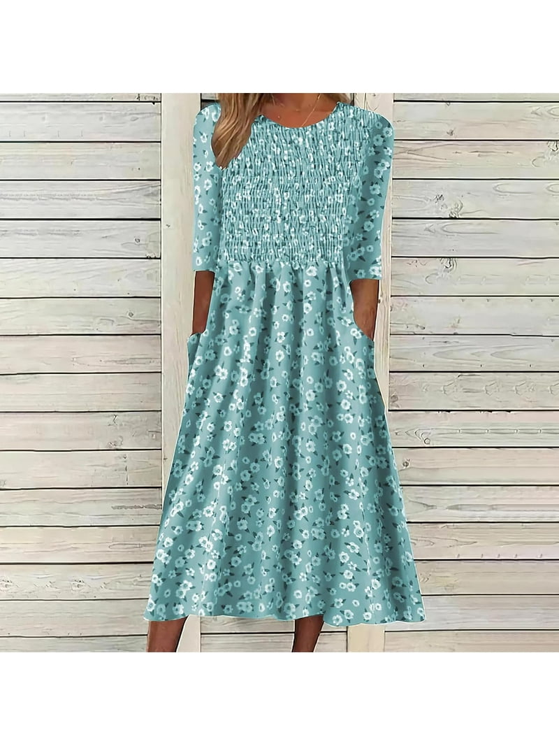 knee length dresses for ladies Rowena Floral Ruched Midi Dress – VICI main image 1