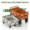 thumbnail image 3 of GVDV Collapsible Folding Wagon, 560LBS Large Heavy Duty Utility Cart with All-Terrain Wheels and Adjustable Handles for Shopping, Camping, Sports, Outdoor, Beach, Orange, 3 of 9