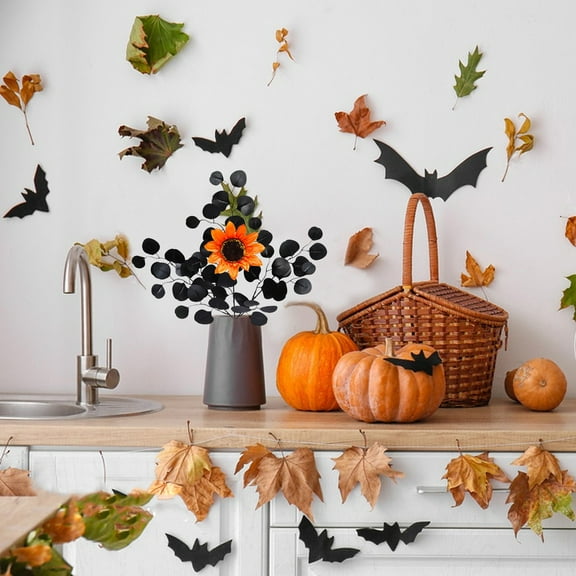 Loyerfyivos Artificial Fall Maple Leaves Branches Sunflowers, Orange Fall Stems Fake Flower Picks for Thanksgiving Harvest Festival Decoration DIY Arrangement Decor