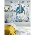 thumbnail image 3 of Sea Turtle Sheer Curtains 72 Inch Long 2 Panels, Ocean Coral Starfish Seagrass Blue Nautical Light Filtering Rod Pocket Semi Sheer Curtains, Sheer Voile Drapes for Living Room Bedroom, 52"x72", 3 of 5