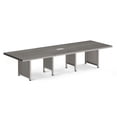 thumbnail image 4 of At Work 12' Conference Table with Espresso Laminate Top and Brushed Nickel Painted Steel Leg with Modesty Panel for Modern Office Spaces, 4 of 7