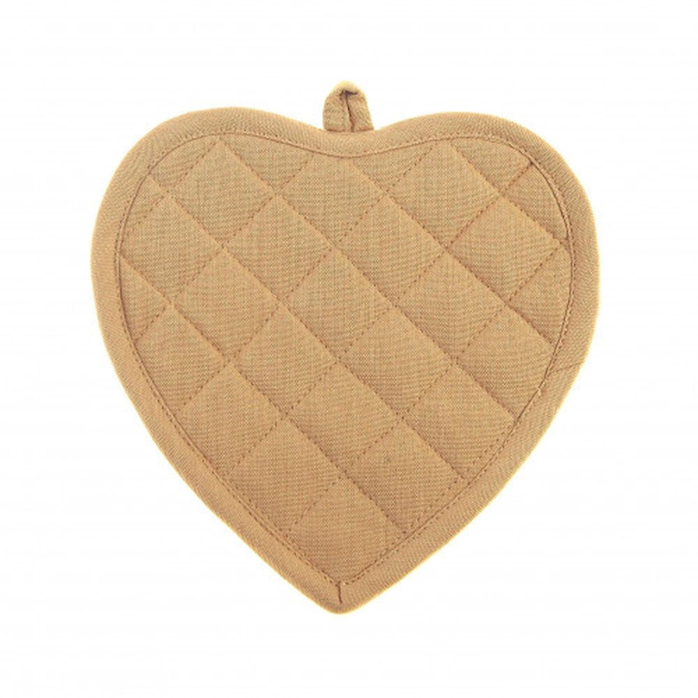 Set Of 2 Cotton Heart Shaped Mustard Yellow Pot Holders