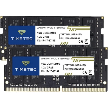Timetec 32GB KIT (2x16GB) DDR4 2400MHz (PC4-2400T) PC4-19200 SODIMM Laptop RAM – 260-Pin 1.2V CL17 Non-ECC Unbuffered Memory Module for Laptop, Notebook, Mini PC, All-in-One