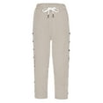thumbnail image 3 of Aoiroe Cropped Pants Drawstring Drawstring Pants Women Fabric Pants Women'S Cotton Cropped Trousers Fall Fashion Cotton Capri Pants For Women Fall Pants For Women 2025 Z-C XL, 3 of 6