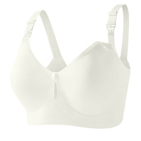 Ahuyic Nursing Bras Breastfeeding Bra Soft Wireless Sleep Bralette Seamless Maternity Bras for Pregnancy Beige XL
