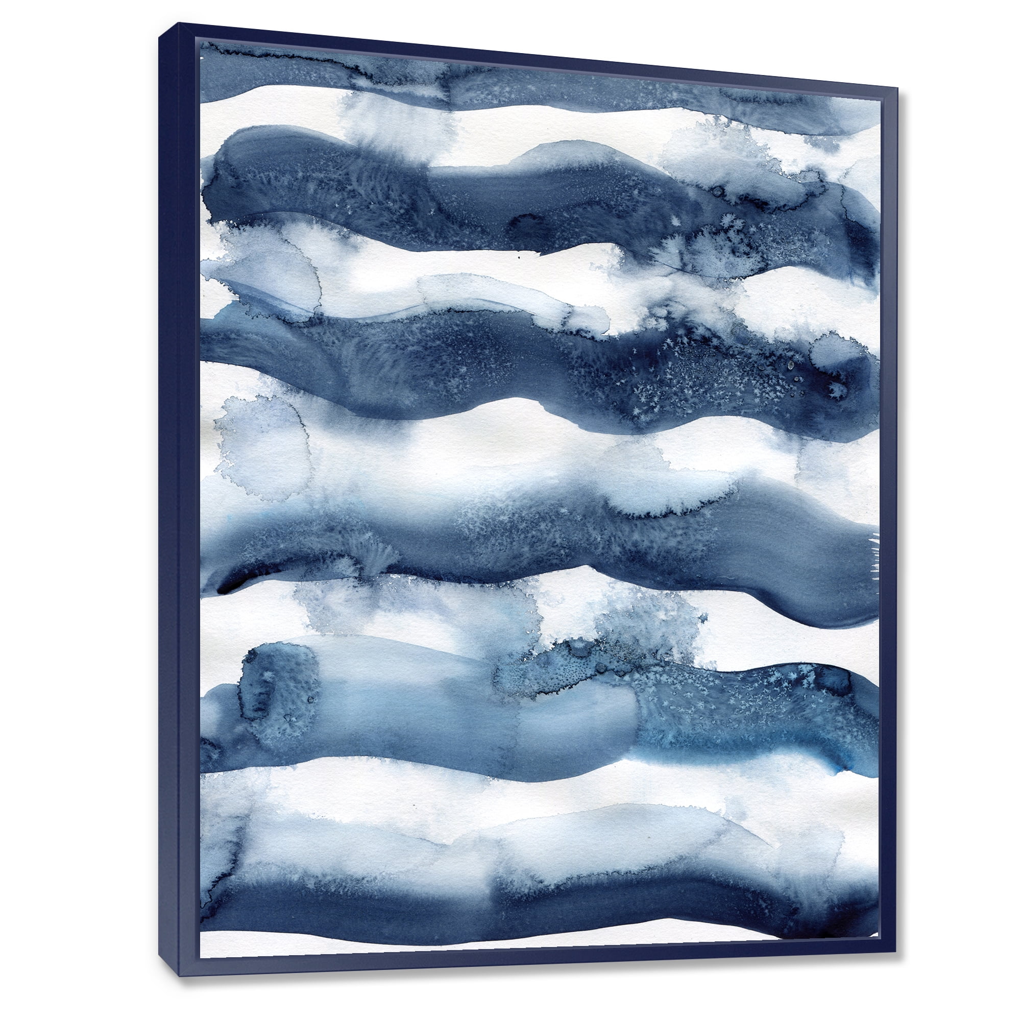 Designart 'Abstract Blue Classic Waves' Modern Framed Canvas Wall Art Print