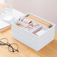 thumbnail image 5 of Btomtd 4 Compartment Desk Storage Box for Miscellaneous Household Stackable Storage Container for Stationery Small Items, White, 5 of 6
