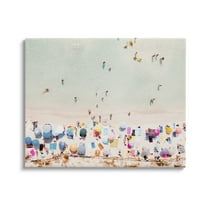 Stupell Aerial Beach View People Swimming Landscape Photography Gallery Wrapped Canvas Print Wall Art