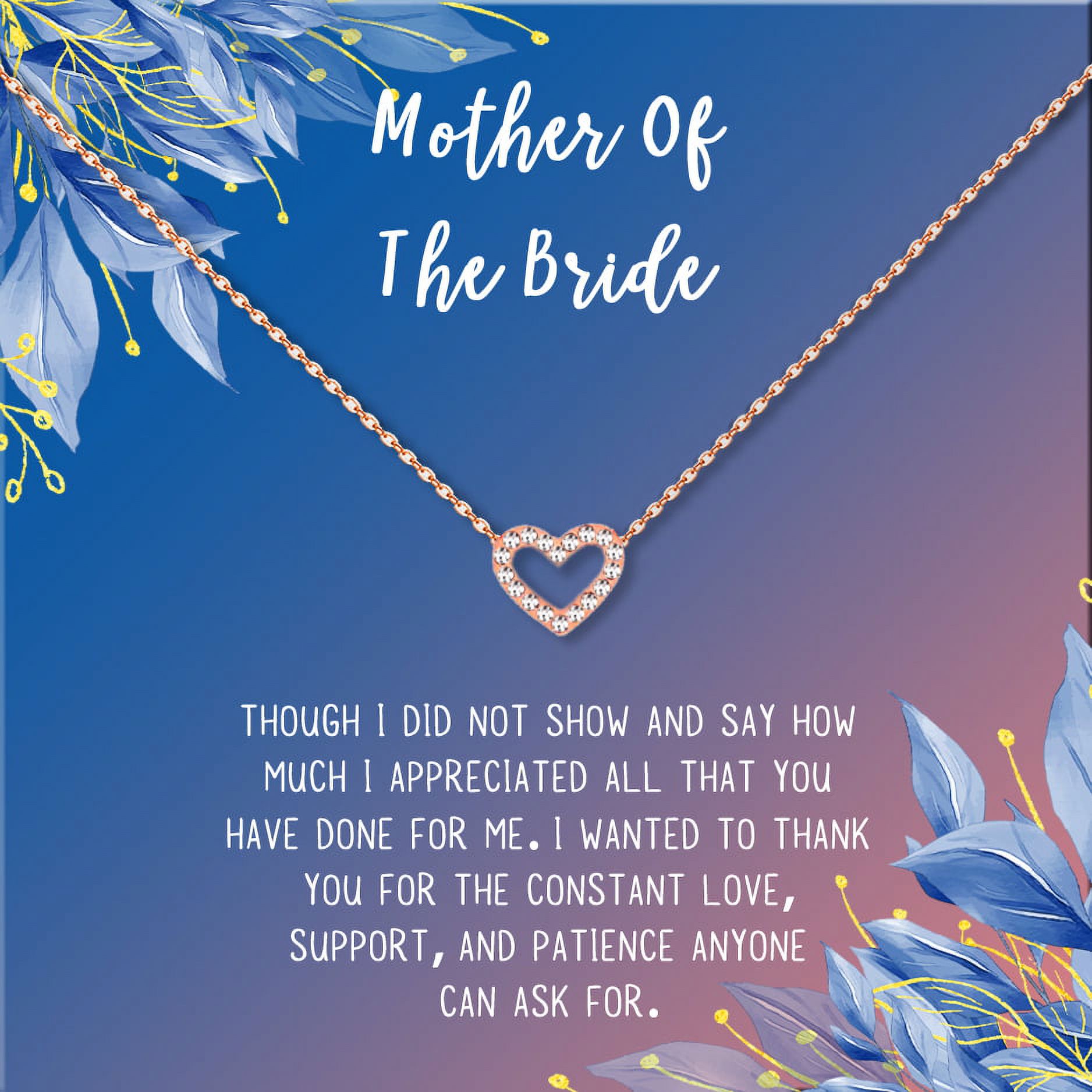 Mother of the Bride Mother's Day Gift, Jewelry Gift for Mother in Law, Necklace and Card Gift Set, Gift for Mom, Gift for Her, Jewelry for Mom, Thank you Gift [Rose Gold Heart,Blue-Orange Gradient]