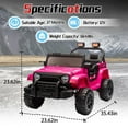 thumbnail image 5 of 12 Volt Ride on Toys for Toddlers w/Remote Control, Electric Ride on Truck Car w/ Shock Absorption, 3 Speeds, Bluetooth, Lights, Steering Wheel Quick Release (Pink), 5 of 8